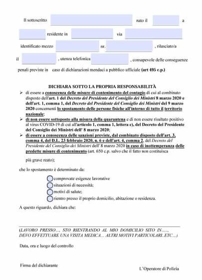 Autocertificazione Per Gli Spostamenti Nuova Modifica Al Modulo